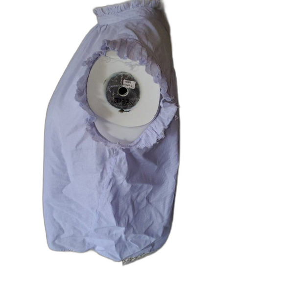 Frame Boho Ruffle Pleated Sleeveless Pinstripe Top Blue/White Sz M Retail $255 - Picture 9 of 14